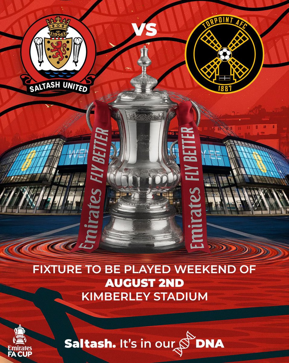 🏆 𝑻𝒉𝒆 𝑭𝑨 𝑪𝒖𝒑.

It’s iconic. It’s historic.

The draw gives us Torpoint Athletic (H).

#FACup | #Ashes | #Saltash