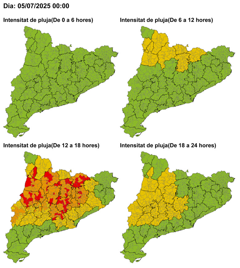 ⛈️Protecció civil manté la situació d'alerta de l'INUNCAT. El <a href="/meteocat/">Meteocat</a> informa de la previsió de pluges intenses, la nostra comarca està afectada avui i demà, entre les 14 i les 20 hores, amb un risc moderat.
 ℹ️llam.cat/avisos
#LliçàdAmunt