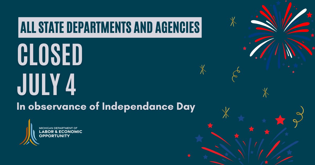 MichiganLEO's tweet image. State Departments and Agencies are closed today in observance of Independance Day. Regular office hours will resume Monday, July 7th.
#IndependancelDay #MichiganLEO