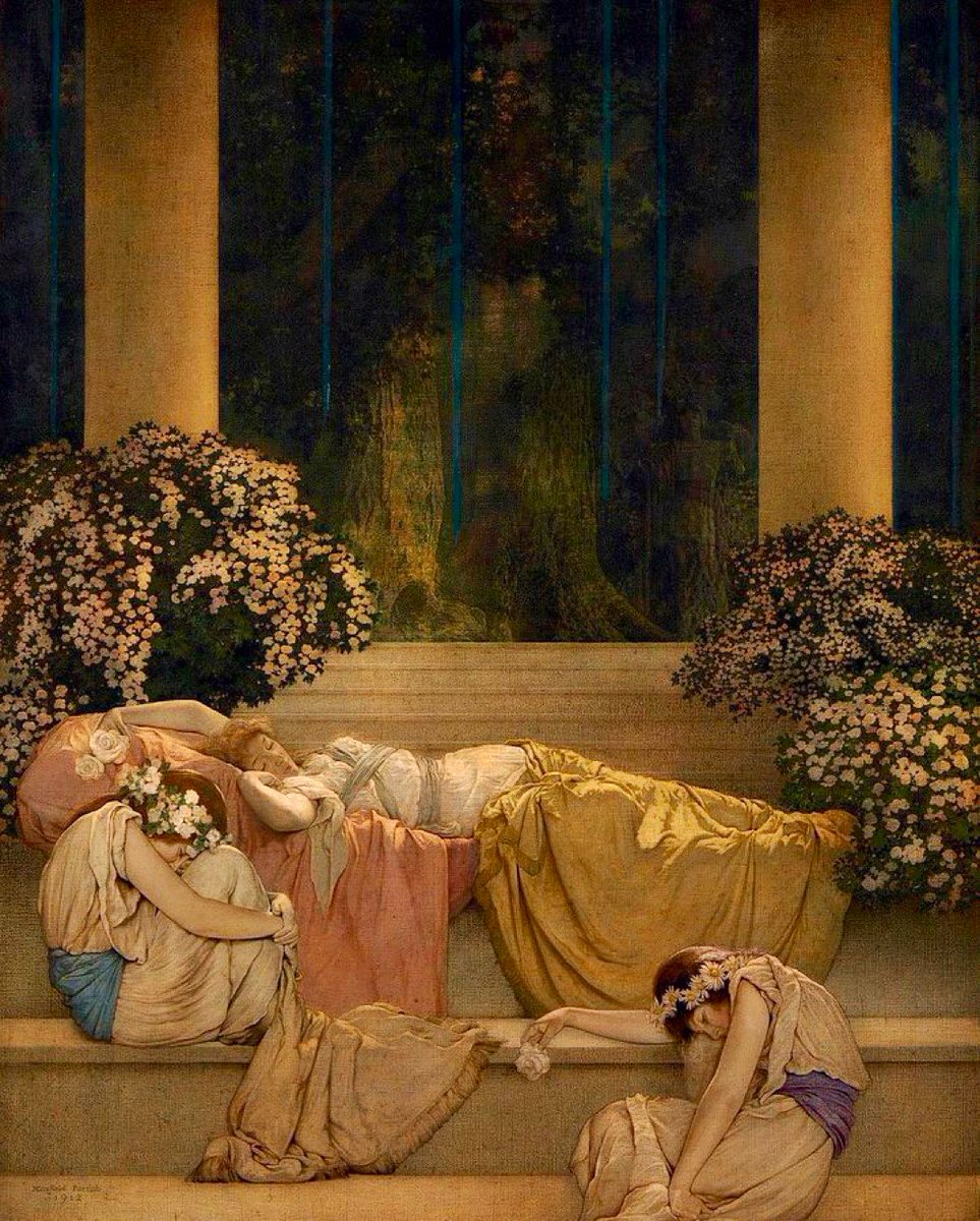 And this sleep fell upon the whole castle; the king and queen, who had returned and were in the great hall, fell fast asleep, and with them the whole court. 

~Sleeping Beauty (Briar Rose)
Brothers Grimm
art by Maxfield Parrish #GrimLitFriday