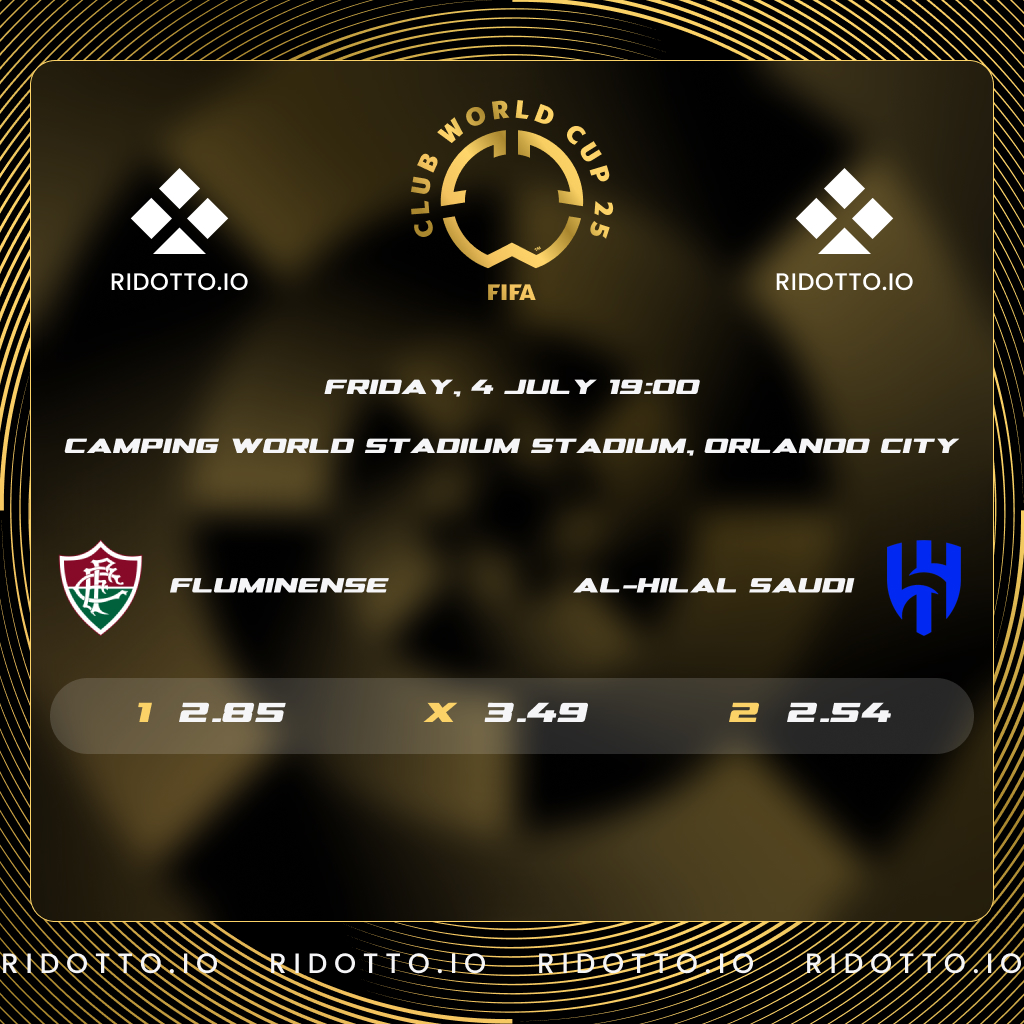 ⚽️🔥 Fluminense vs. Al‑Hilal Saudi FC 🔥⚽️

Can the Brazilian flair dazzle, or will Al‑Hilal’s strength shine on the global stage? 🏟️

Bet now: Ridotto.io/sports

✅ No KYC
✅ No Geo-Restrictions
✅ Instant Payouts — Your funds, your control
