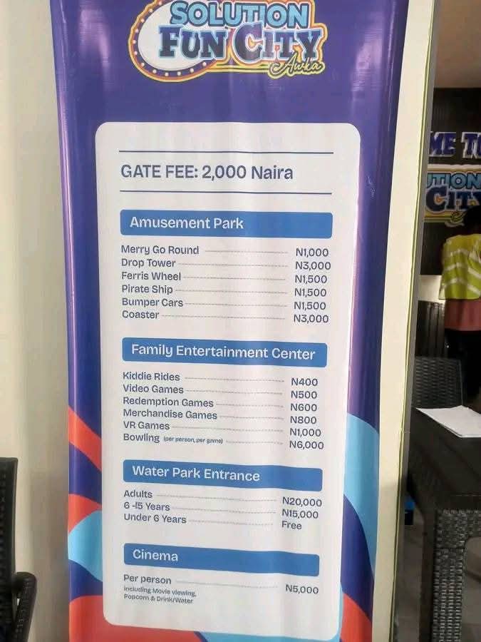 Udalaradio's tweet photo. T G I F โจ๏ธ
What are your thoughts on the Solution Fun City's price list? ๐ค
Will you be visiting this weekend?
#udalaradio #news #anambra #entertainment #solutionfuncity #seriouslyauthentic https://t.co/3fAas64nSI