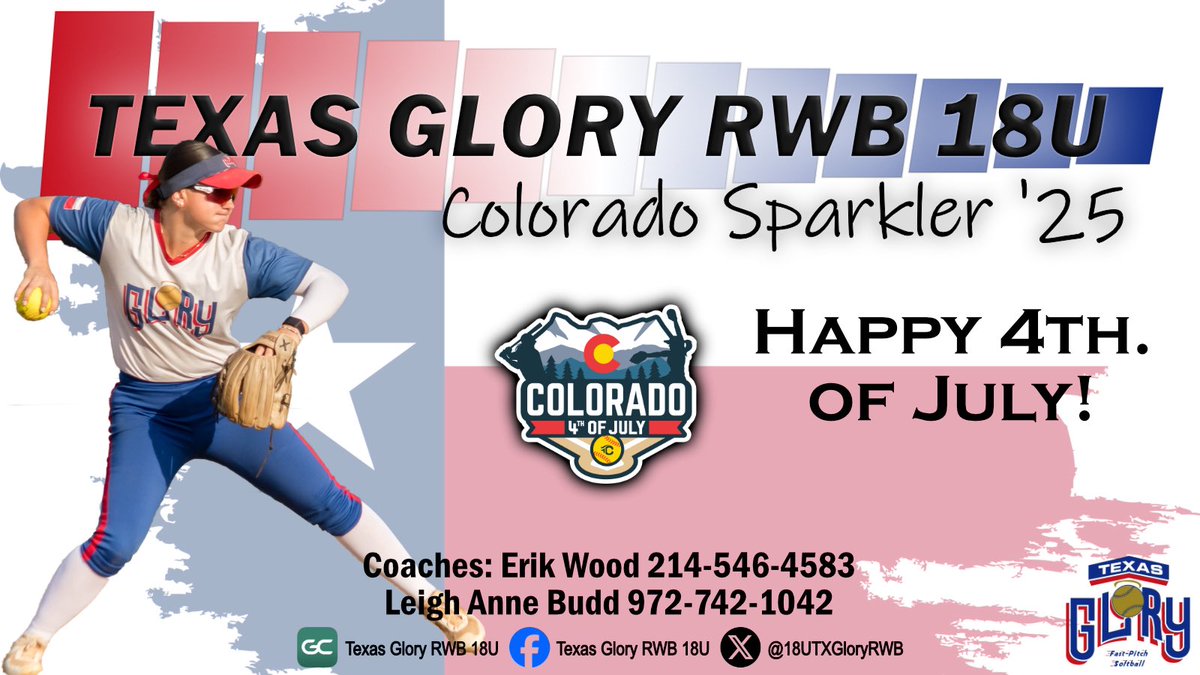 Game Day 3 kicks off early today. 
After putting up 36 runs in 4 games Texas Glory RWB 18U looks to carry that momentum into Bracket Play.

Follow us on GameChanger. Texas Glory RWB 18U
