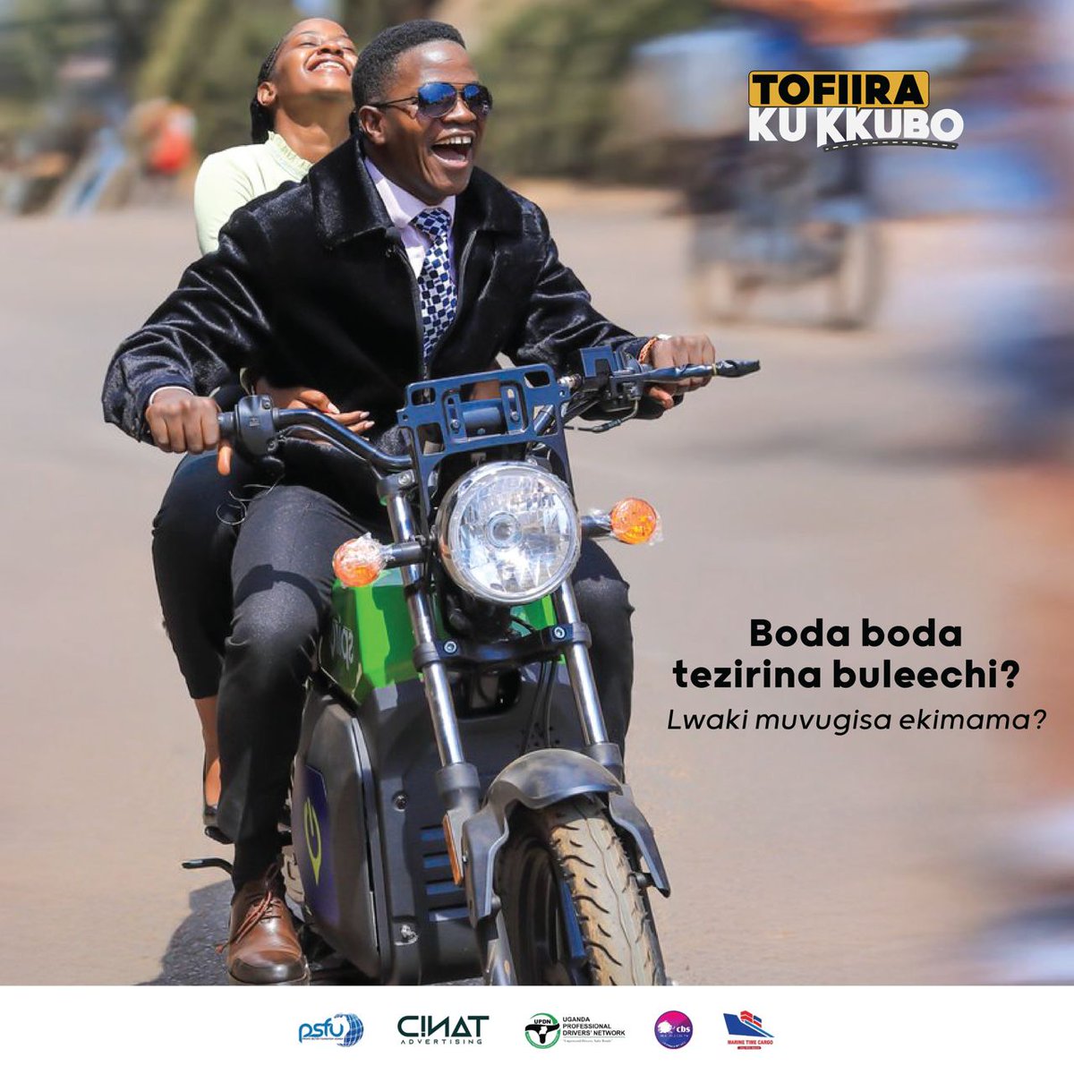 Okusinziira ku alipoota y'ebidduka ey'omwaka 2024, bodaboda zezasinga okukola obubenje ate ng'obusinga bwava ku kuvugisa kimama beera mwegendereza. 
#ToffiraKukkuboIntiative