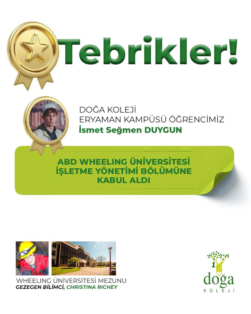 DogaOkullari's tweet photo. Doğa’nın fark yaratan lise eğitimiyle öğrencilerimiz dünyanın sayılı üniversitelerine kabul alarak bizi gururlandırdı. Öğrencimizi tebrik eder, başarılarının devamını dileriz. 🎓🌍 #BütünselEğitim #GeleceğinLiderleri https://t.co/kaAltuvO4F
