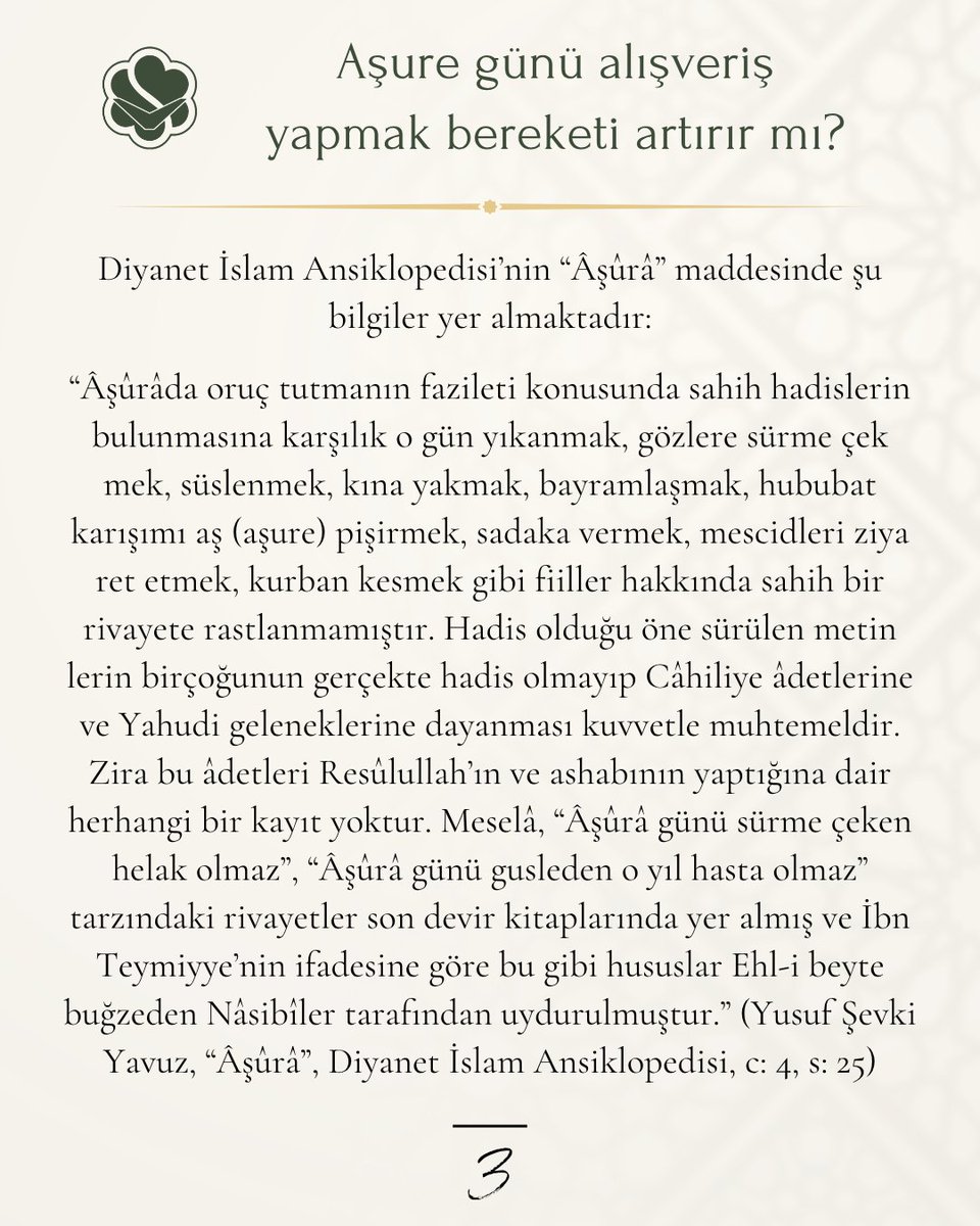 ❓Aşure günü alışveriş yapmak bereketi artırır mı?

#AşureGünü