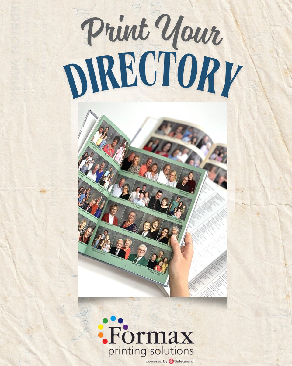 FormaxPrinting's tweet image. Bring your congregation together with a professionally printed church directory—custom layouts, color photos &amp;amp; more! #formax #printing #formaxprinting #churchdirectory #directoryprinting