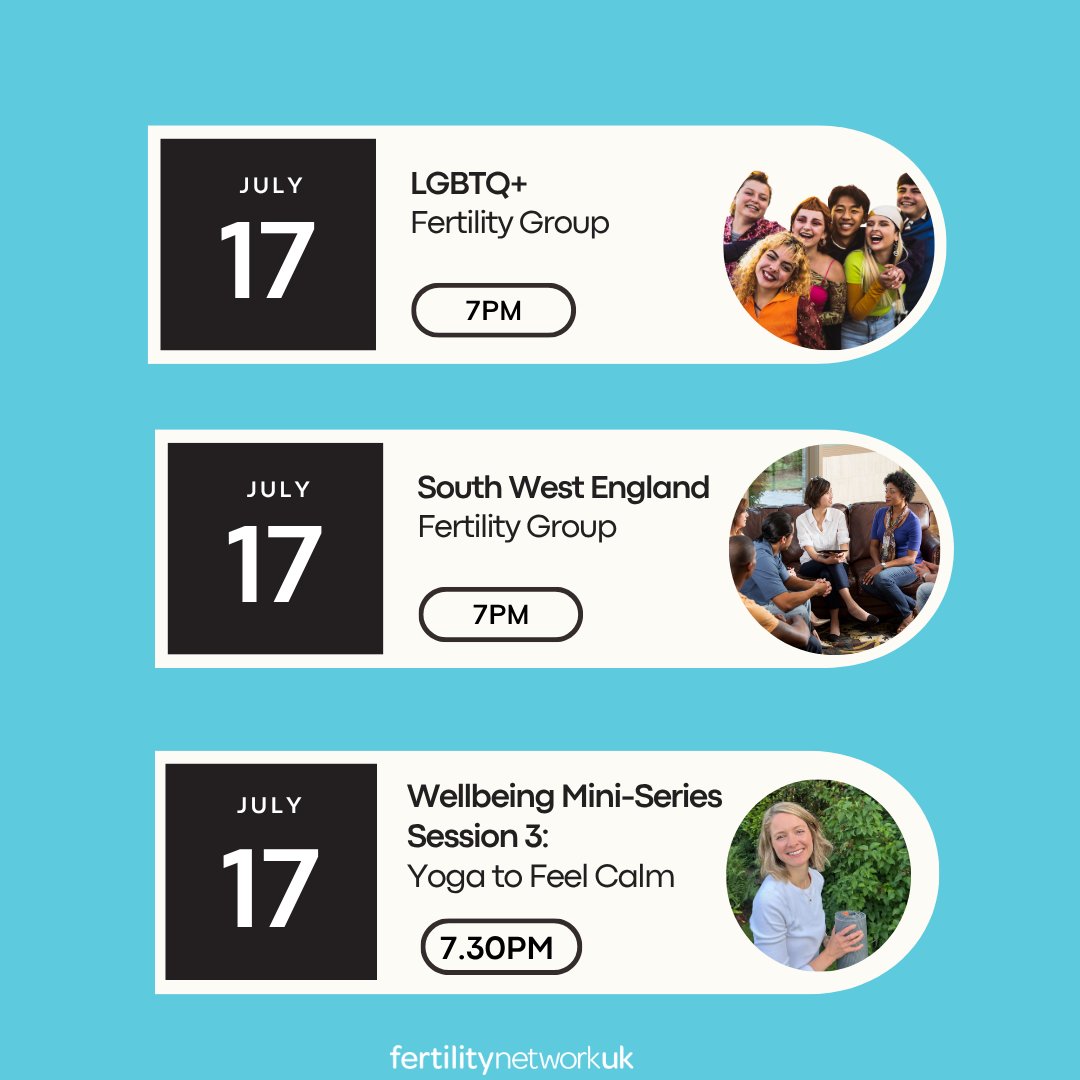 It's a busy week at FNUK! 
Don't forget to join a group via our webpage to access the link to these meetings and hear from peers and guest speakers.
 Events &amp; Group meetings | Fertility Network
#FNUK #whatson #fertilitysupport #fertilityawareness