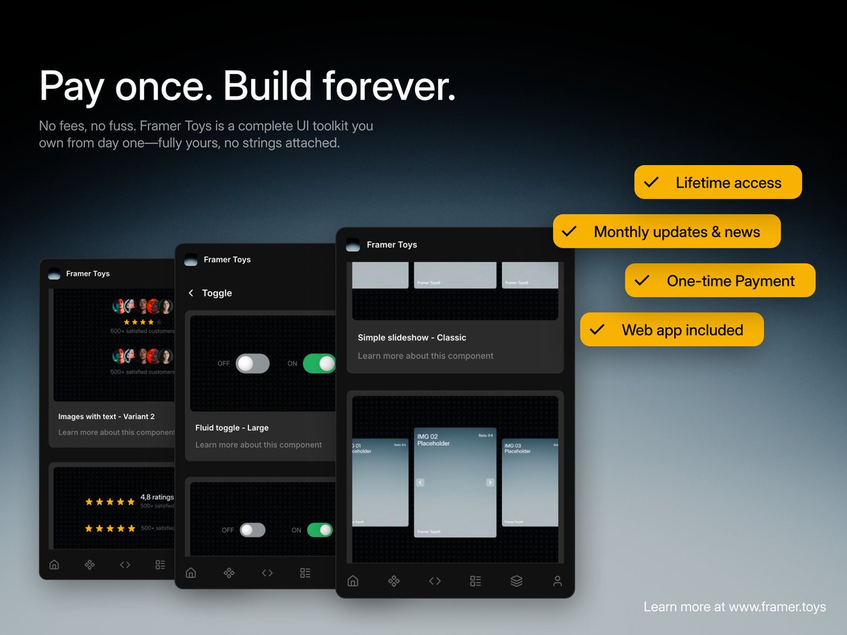Woohoo 🎉! Framer Toys plugin is officially on the <a href="/framer/">Framer</a> marketplace!

Time to drag &amp; drop 👀

framer.com/marketplace/pl…