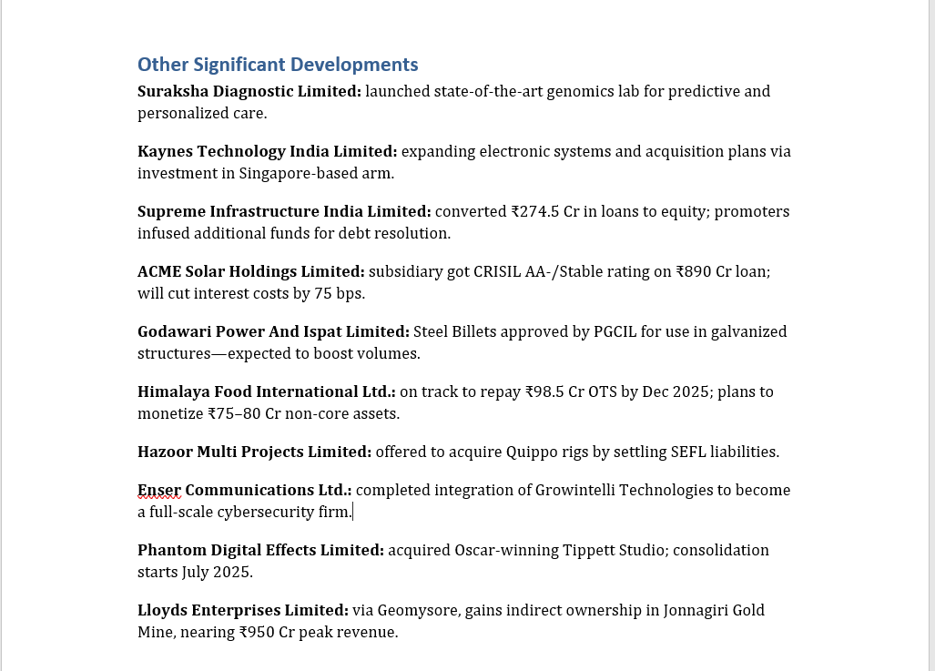 pkgupta001's tweet photo. #Todays business updates related to #Capex #Orders #ProductLaunch #Collaboration #FundRaise #expansion #Acquisition...
#Kaynes #Arkade #Selan #Lloyds #KPGreen #Bajel #Hazoor #HindustanZinc #CochinShipyard #PNGadgil #PatelEngg #JBChemical #AkzoNobel #AcmeSolar #Phantom #Enser... https://t.co/7pspd1frB8