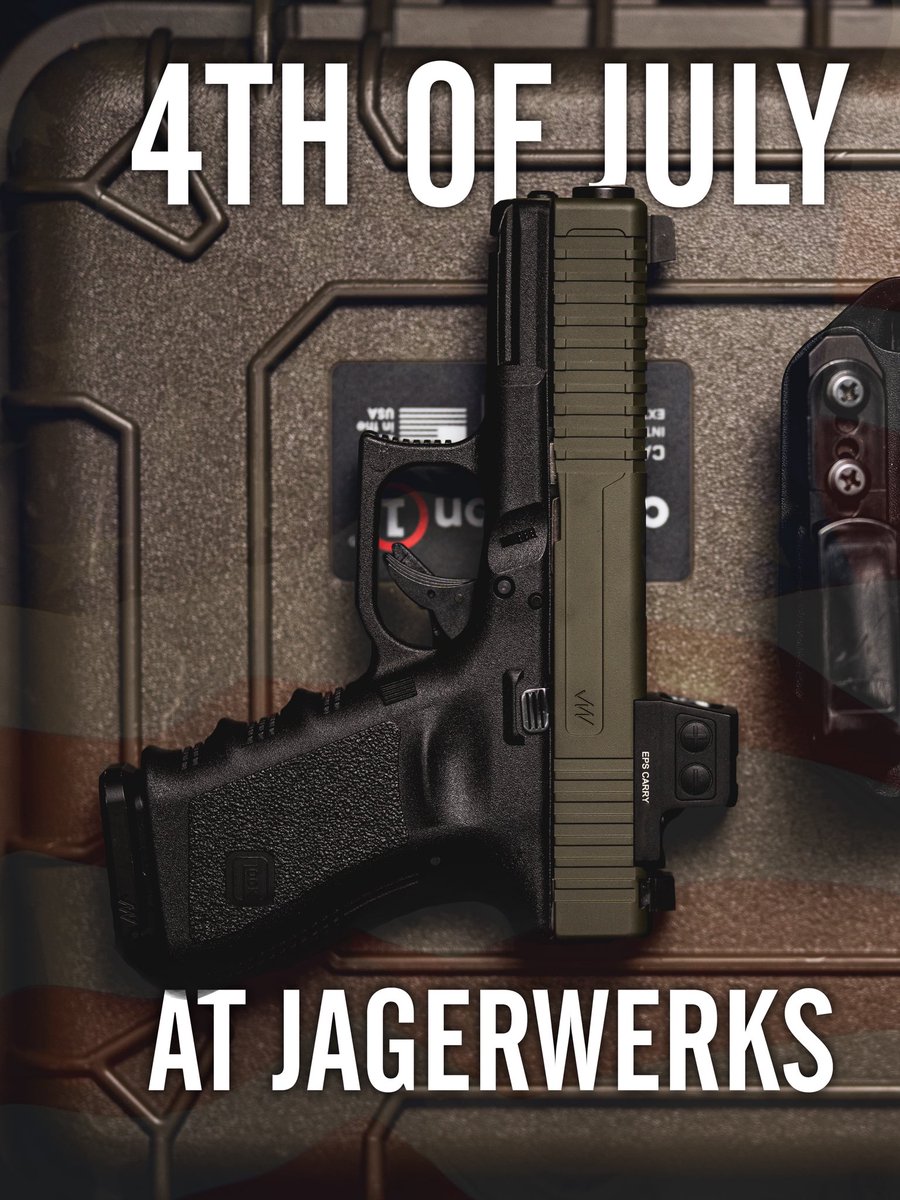 JagerWerks's tweet image. GM!
Happy Fourth of July 🦅🇺🇸🎆
Have a great weekend!
The guys have the day off to relax and prepare for our busiest time of year post-sale.
This is our largest savings we’ve done with the extra 25 buckaroos off glock slide milling.
Goes through Monday!