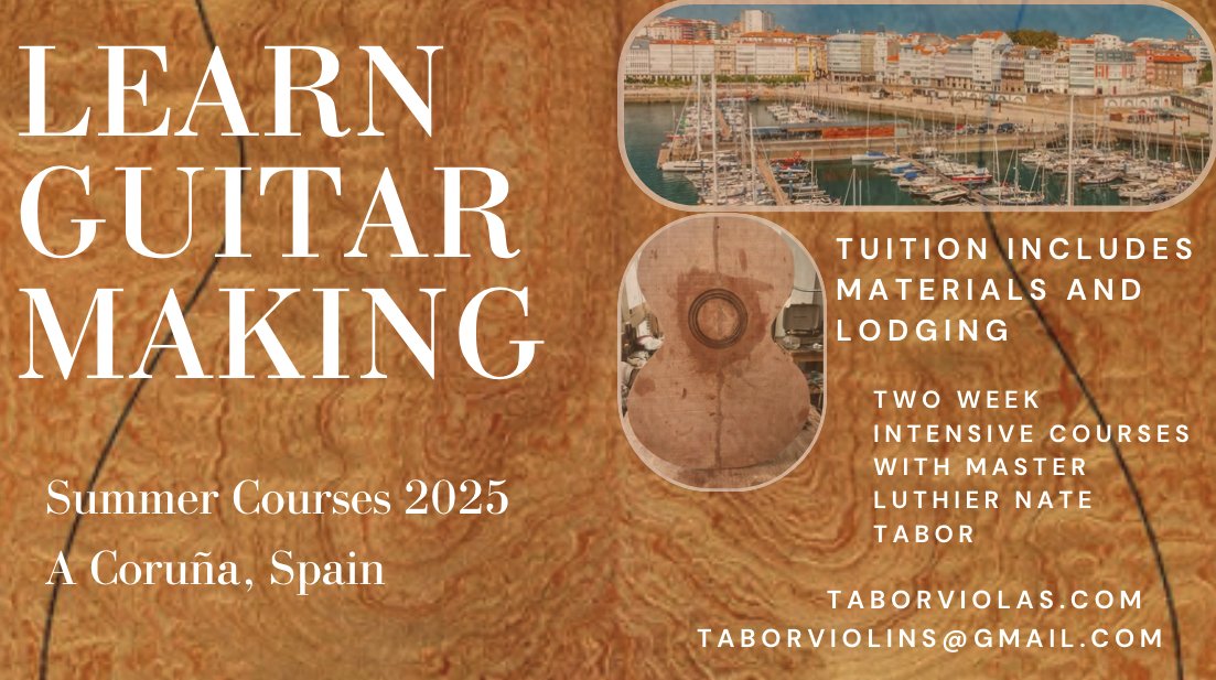 My son Nathan, master Luthier (violas and guitars specialty), in Spain, is offering summer courses for learning the craft. You can make your own guitar as part of the course.