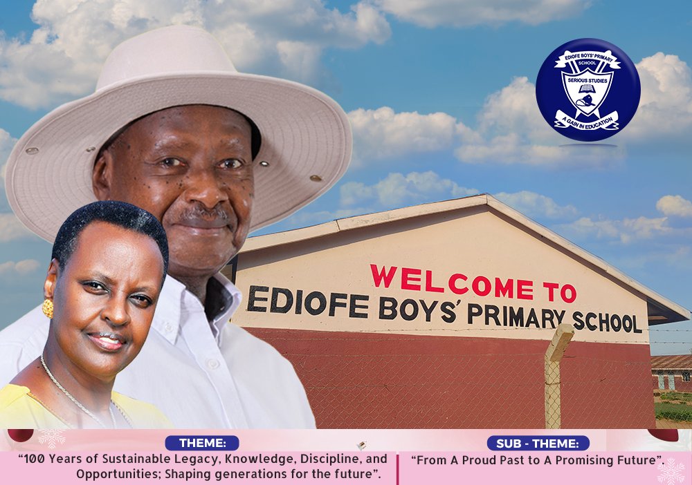 Radio Pacis (@radiopacisnews) on Twitter photo President <a href="/KagutaMuseveni/">Yoweri K Museveni</a> and First Lady/ Minister <a href="/Educ_SportsUg/">Ministry of Education and Sports - Uganda</a> Janet Kataha are set to grace the Centenary Celebration of Ediofe Boys Primary School due on Saturday 12th July 2025 at Ediofe Boys' Primary School playgrounds.
#RadioPacisNews #PeaceOfChristForAll President <a href="/KagutaMuseveni/">Yoweri K Museveni</a> and First Lady/ Minister <a href="/Educ_SportsUg/">Ministry of Education and Sports - Uganda</a> Janet Kataha are set to grace the Centenary Celebration of Ediofe Boys Primary School due on Saturday 12th July 2025 at Ediofe Boys' Primary School playgrounds.
#RadioPacisNews #PeaceOfChristForAll