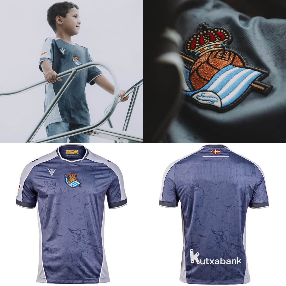 🇪🇸🔵⚪️ <a href="/RealSociedad/">Real Sociedad Fútbol</a> reveló sus camisetas <a href="/MacronSports/">Macron</a> 2025/26.

Titular con trama geométrica sobre los bastones blanquizaules y vivos azul marino. La segunda adopta tonos grises y una trama de piedra, además de ubicar el escudo sobre el centro. La Ikurriña aparece en la nuca.