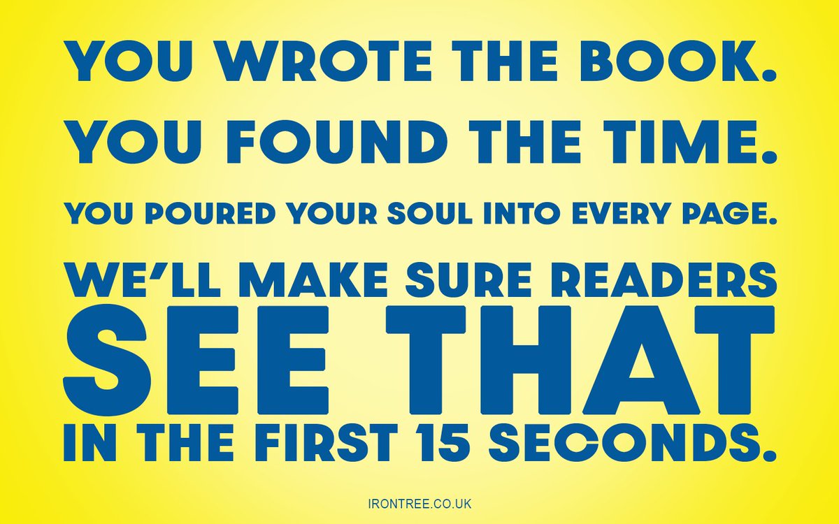 irontree - here to help...
  📽️Grab attention
  👀 Boost clicks
  🛒 Sell more books
#BookMarketing