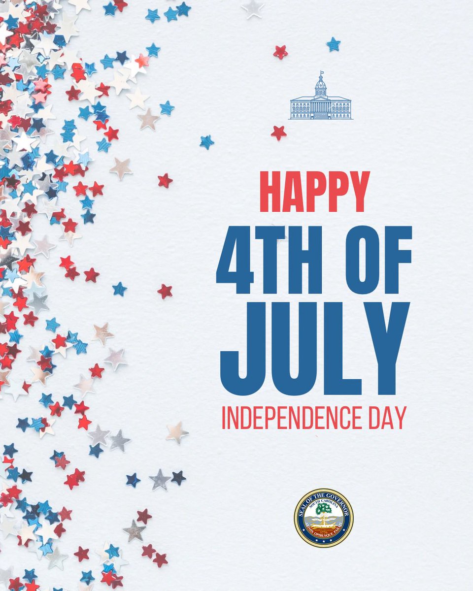 henrymcmaster's tweet image. Happy Independence Day, South Carolina!
As we celebrate the birth of the greatest country on earth, let’s also take a moment to honor those in our military, past and present, who fought to defend and preserve our freedoms.