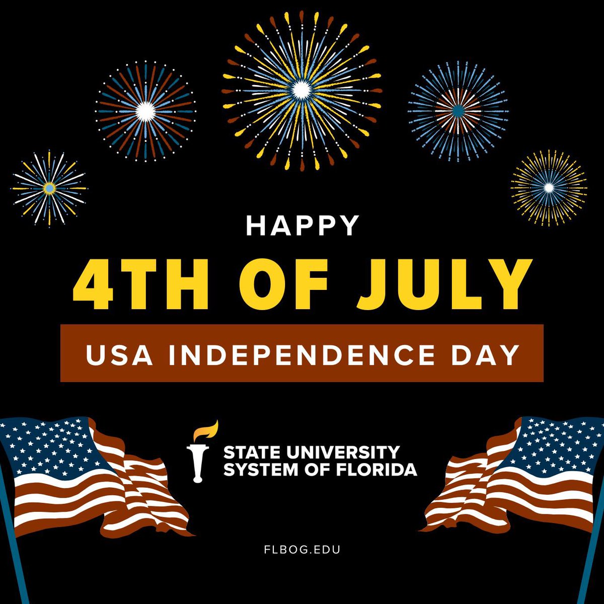 SUS_Florida's tweet image. Happy Independence Day!
Today, we celebrate the courage, vision, and enduring spirit that founded our great nation. Wishing our students, faculty, staff, alumni, and all Floridians a safe and joyful 4th of July!