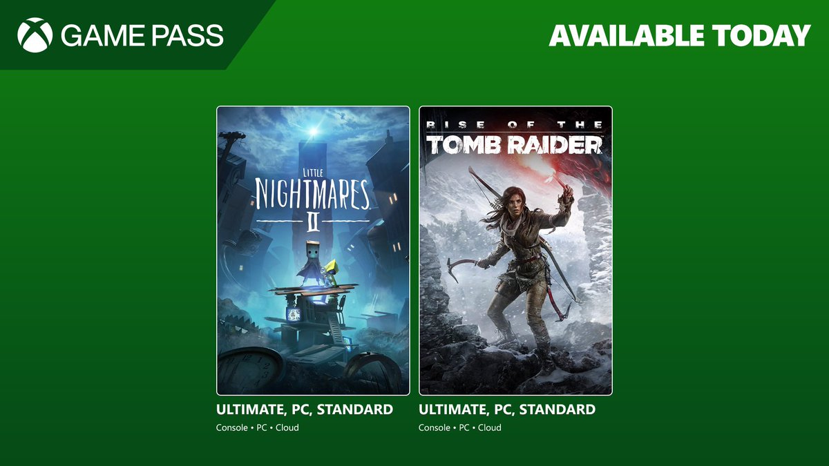 Available now on #GamePass:
#LittleNightmares2 #RiseOfTheTombRaider 

#Geekbr0s #Podcast #GamingNews #TarsierStudios #BandaiNamcoEntertainment #MicrosoftStudios #SquareEnix #CrystalDynamics #Microsoft #Xbox #SeriesS #SeriesX #PC #Windows #Cloud #Gaming #Gamers #GameShoutOuts