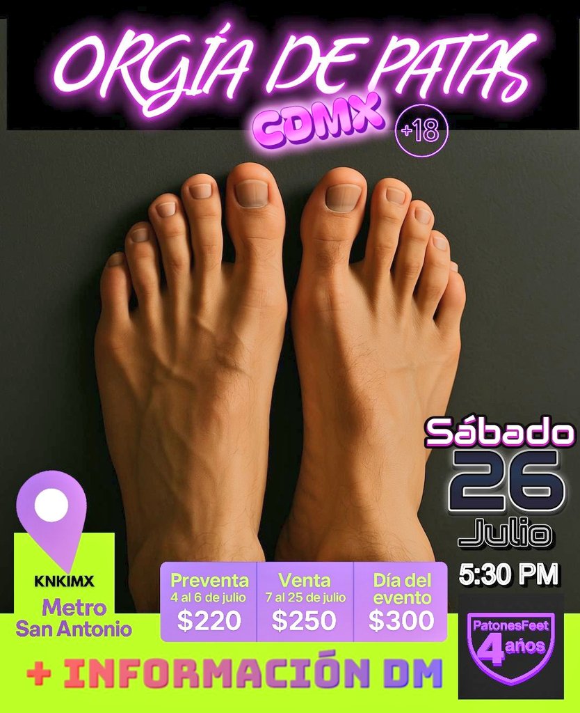 patones.f2 (@patonesf2) on Twitter photo 🔥 ORGÍA DE PATAS CDMX 26 de julio 🔸¿Ya estás listo? ó ¿Te la vas a perder?
👣PATONESFEET 4 años 🦶👅🔥 <a href="/yosoyknki/">KNKIMX</a> 🔃🔃🔃
<a href="/PatonesF/">Patones Feet</a>
@radargaymx
<a href="/Funny_MXXX/">Cabinas Funny MX</a>
#feet #malefeet #pies 🔥 ORGÍA DE PATAS CDMX 26 de julio 🔸¿Ya estás listo? ó ¿Te la vas a perder?
👣PATONESFEET 4 años 🦶👅🔥 <a href="/yosoyknki/">KNKIMX</a> 🔃🔃🔃
<a href="/PatonesF/">Patones Feet</a>
@radargaymx
<a href="/Funny_MXXX/">Cabinas Funny MX</a>
#feet #malefeet #pies