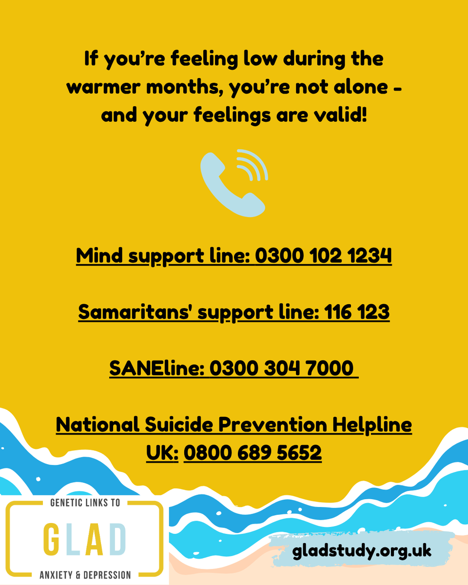 GLADStudy's tweet photo. Seasonal Affective Disorder can hit in the heat, too. 🌞💧 Let’s talk about summer depression and break the stigma.
https://t.co/OSYePlez0m
#MentalHealthAwareness #SummertimeSadness #SADinSummer #GLADStudy #GLAD https://t.co/gbORF8Od0w