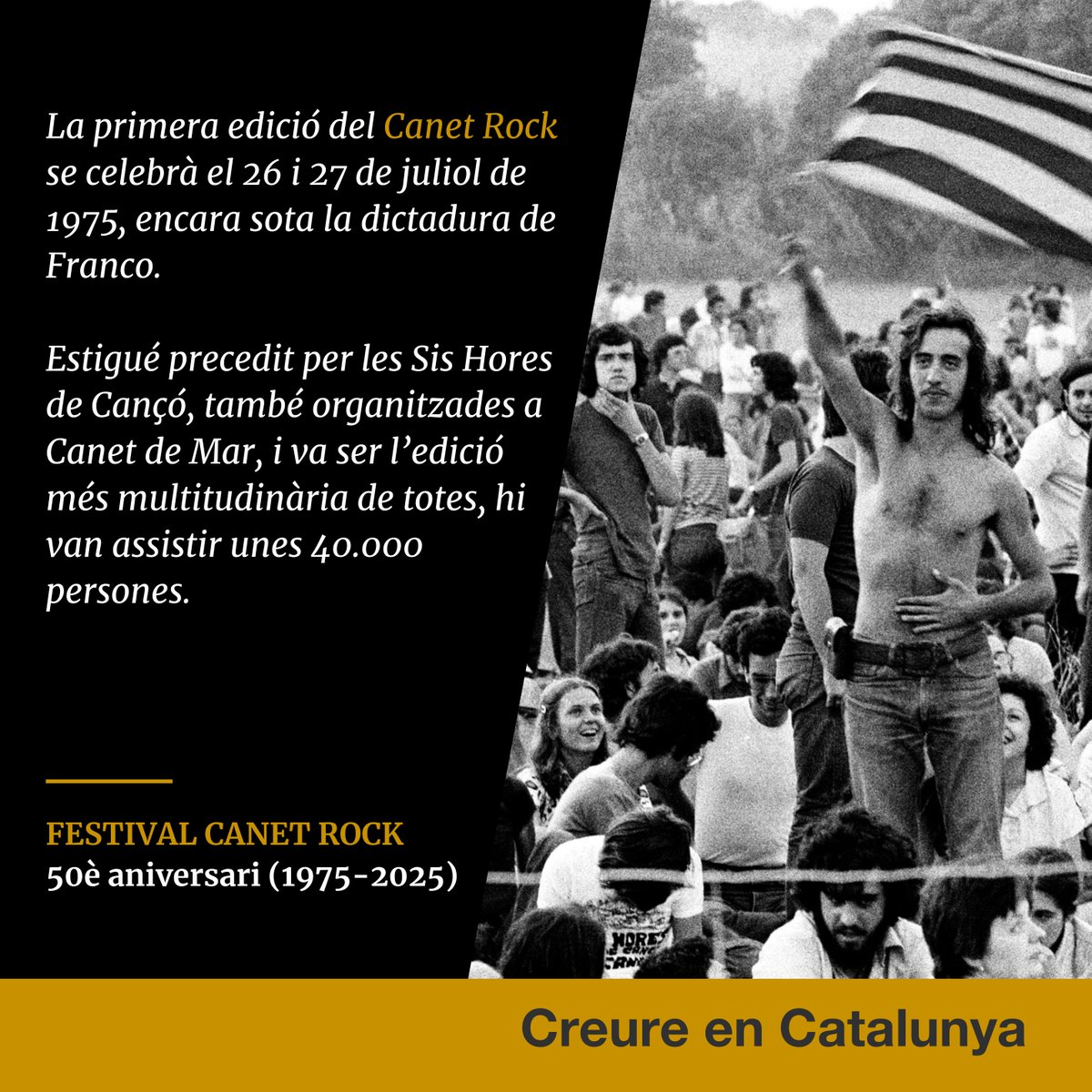 QuimTorraiPla's tweet image. Ara fa 50 anys es va celebrar el primer festival Canet Rock, amb un subtítol de ‘Dotze hores de música i follia’. Fa anys que es torna a fer un festival amb el mateix nom, i és bo recordar-ne els orígens. #creureenCatalunya
