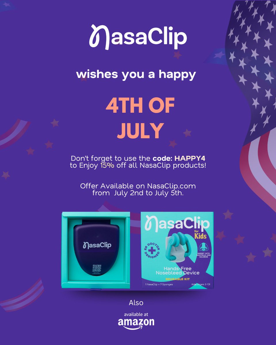 Happy 4th of July! 🇺🇸

I hope you’re enjoying the day with family, fun, and freedom.
Just a quick reminder — use code HAPPY4 to get 15% off all NasaClip products, now through July 5th!
Stay safe, sand enjoy the holiday!

🛒 Shop at NasaClip.com or find us on Amazon.