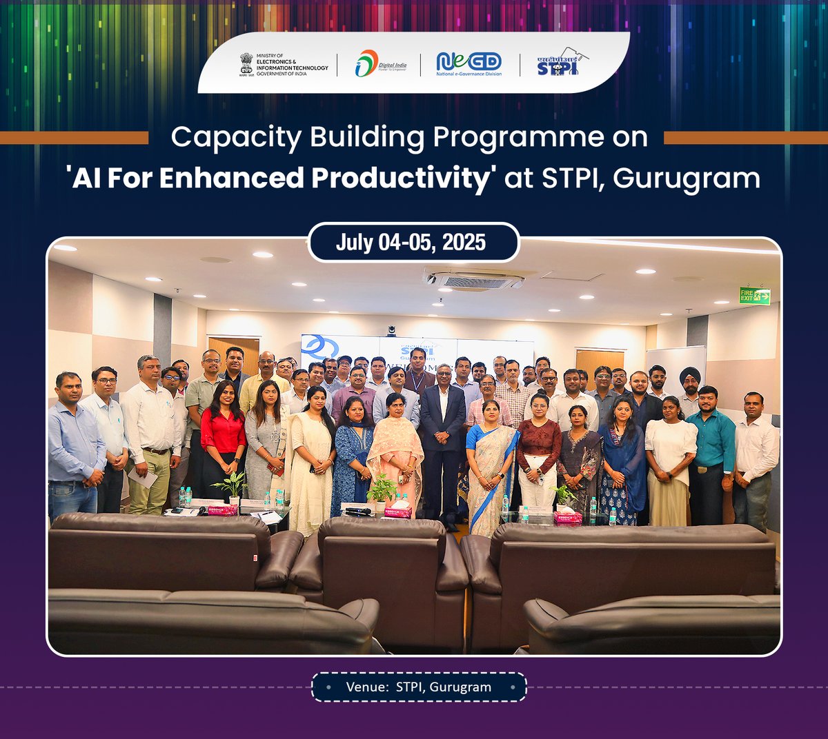 AI Productivity Enablement Program was inaugurated today at STPI Gurugram by Mr. Arvind Kumar, Director General, <a href="/stpiindia/">STPI</a>, in collaboration with NeGD, MeitY.
The workshop aims to equip STPI officials with AI-driven tools and techniques to enhance workplace productivity.