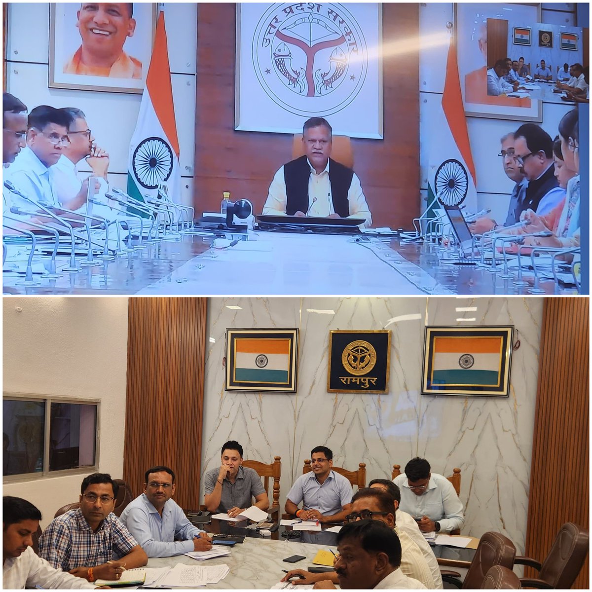 DM Rampur (@rampurdm) on Twitter photo मा0 <a href="/ChiefSecy_UP/">Manoj Kumar Singh, IAS, Chief Secretary, UP</a> महोदय द्वारा वीडियो कॉन्फ्रेंसिंग के माध्यम से जीरो पावर्टी UP, THR के भुगतान एवं संचालन, वृहद वृक्षारोपण अभियान, नदियों के पुनर्रोद्धार के सम्बंध में समीक्षा।
<a href="/InfoDeptUP/">Information and Public Relations Department, UP</a> <a href="/CMOfficeUP/">CM Office, GoUP</a>
<a href="/UPGovt/">Government of UP</a> मा0 <a href="/ChiefSecy_UP/">Manoj Kumar Singh, IAS, Chief Secretary, UP</a> महोदय द्वारा वीडियो कॉन्फ्रेंसिंग के माध्यम से जीरो पावर्टी UP, THR के भुगतान एवं संचालन, वृहद वृक्षारोपण अभियान, नदियों के पुनर्रोद्धार के सम्बंध में समीक्षा।
<a href="/InfoDeptUP/">Information and Public Relations Department, UP</a> <a href="/CMOfficeUP/">CM Office, GoUP</a>
<a href="/UPGovt/">Government of UP</a>