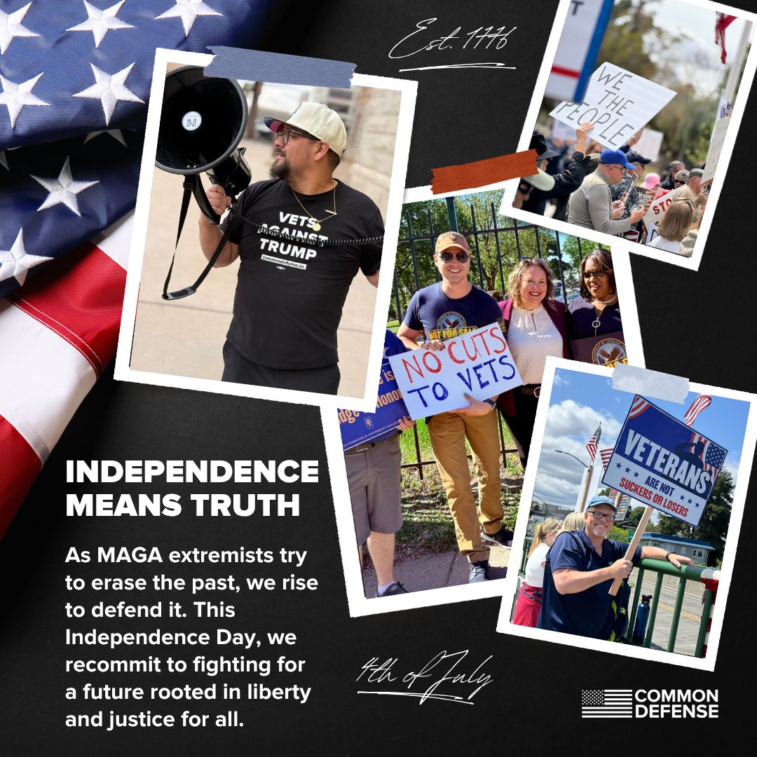 commondefense's tweet image. This 4th of July, we remember that true patriotism means embracing our full story—the struggle, the resistance, and the promise.
Today, we honor our truth and commit to shaping what comes next.
The fight for freedom continues.