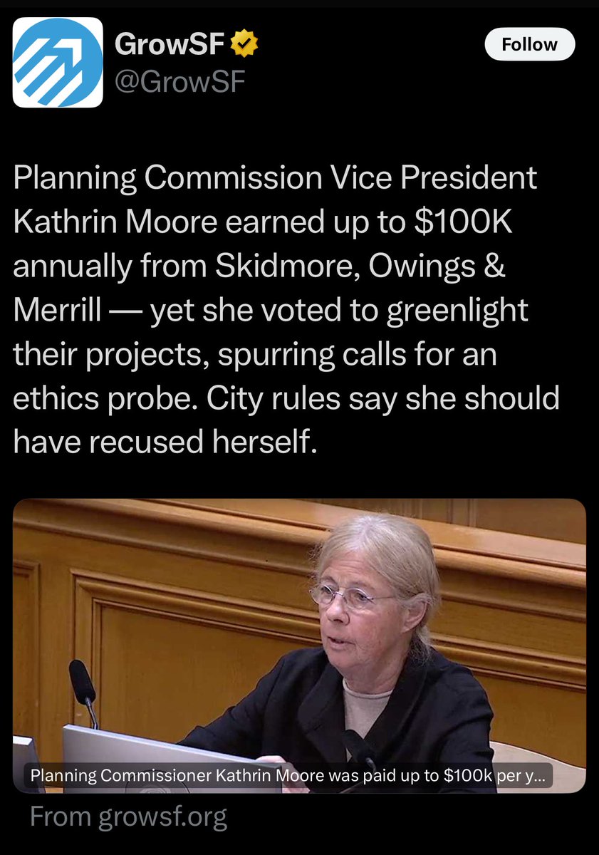 carlatcole's tweet photo. GrowSF says having experience at one of the world’s most respected design firms should be disqualifying for Planning Commissioners - what a joke of an organization @growsf @SOM_Design #YIMBYFAIL https://t.co/0gxxXhHA02