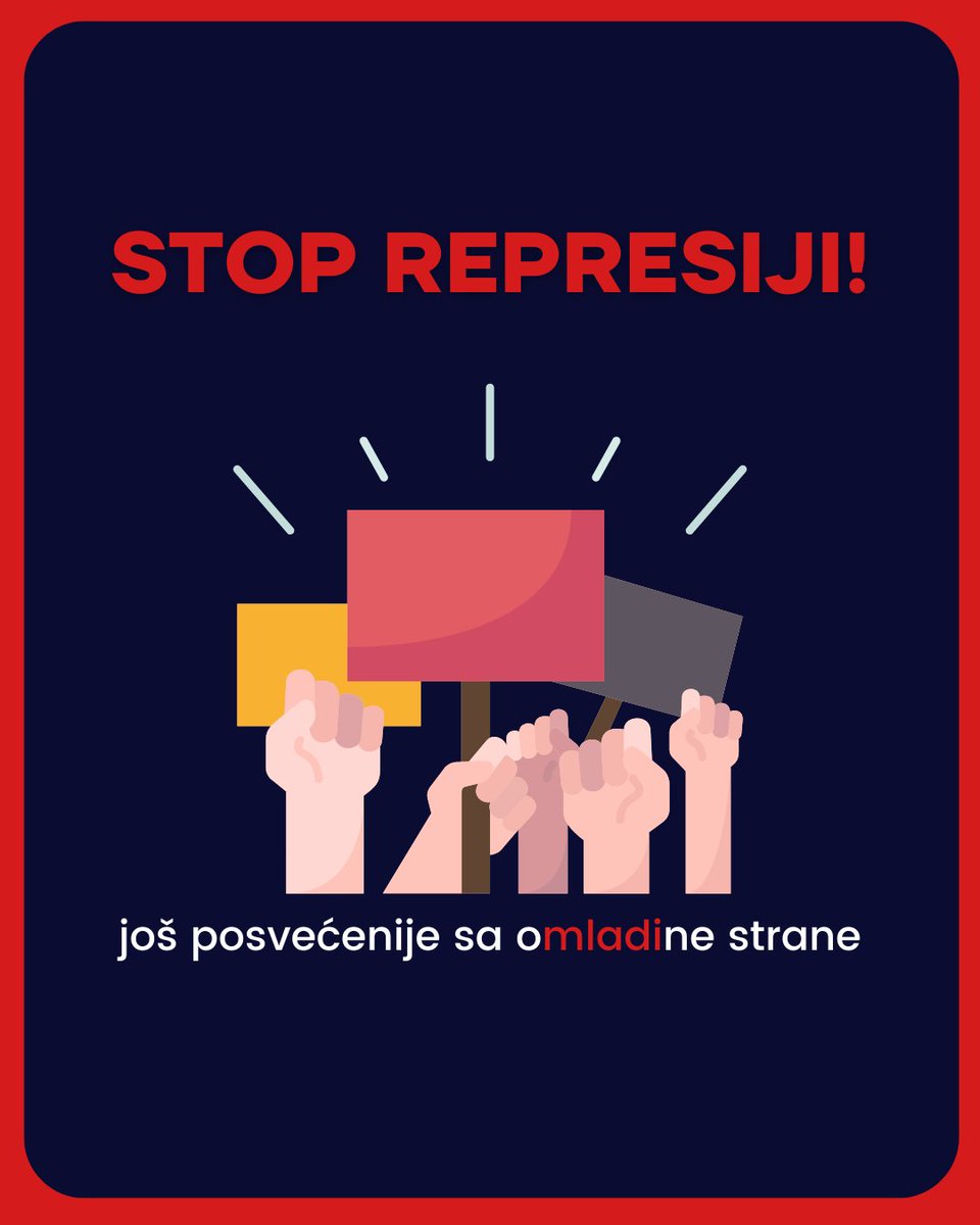 Pridružujemo se studentskim pozivima:
- da se odmah zaustavi represija nad studentima i aktivnim građanima
- da se svi privedeni odmah puste na slobodu

U trenutku kada institucije aktivno učestvuju u narušavanju vladavine prava, građanska neposlušnost je naša dužnost!