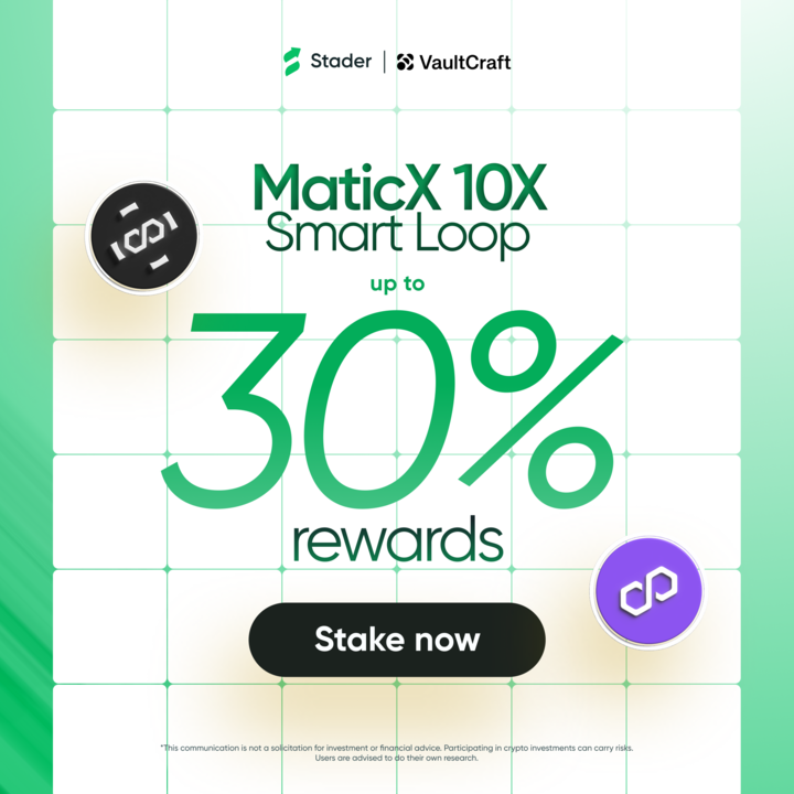 Stader Polygon (@stader_polygon) on Twitter photo Put your $MaticX to work in DeFi 🚀
Tap into up to 30% via the 10X Smart Loop, automated by <a href="/VaultCraft_io/">VaultCraft</a> for streamlined execution and capital efficiency.
💡 Mint $MaticX by staking MATIC with Stader.
🔗 staderlabs.com/polygon/stake Put your $MaticX to work in DeFi 🚀
Tap into up to 30% via the 10X Smart Loop, automated by <a href="/VaultCraft_io/">VaultCraft</a> for streamlined execution and capital efficiency.
💡 Mint $MaticX by staking MATIC with Stader.
🔗 staderlabs.com/polygon/stake