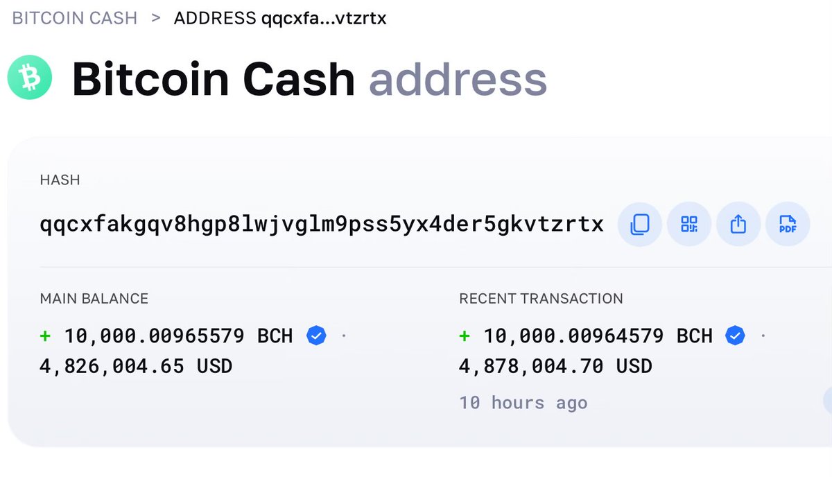 This whale didn’t forget about their nearly $5 million in BCH.

blockchair.com/bitcoin-cash/a…