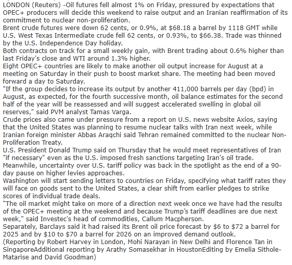 Oil dips ahead of expected OPEC+ output increase