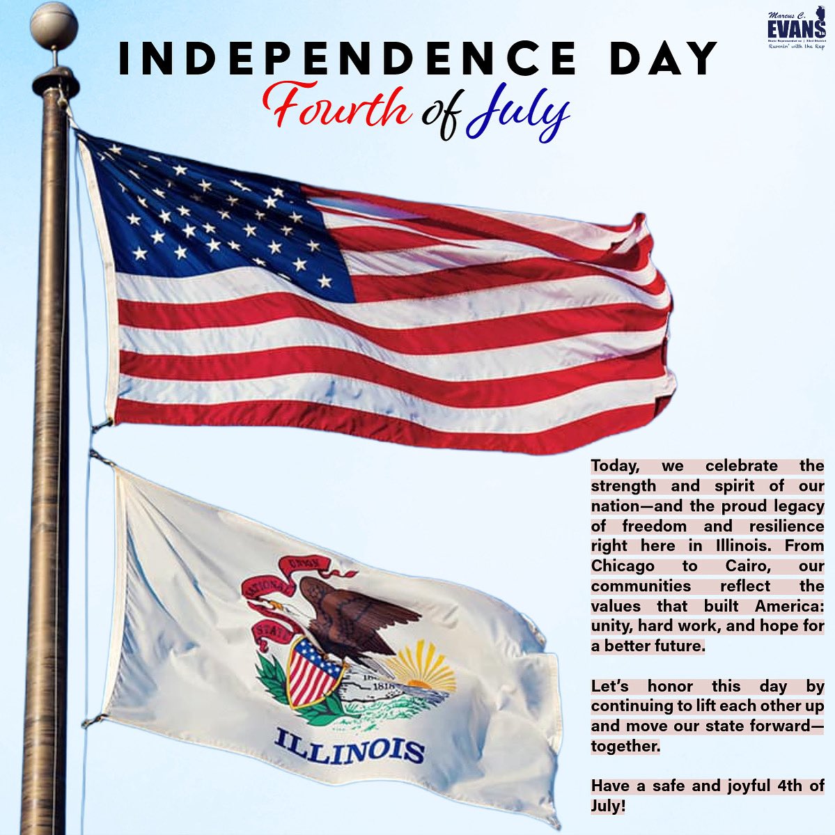 Repevans33's tweet image. Today, we celebrate the strength and spirit of our nation—and the proud legacy of freedom and resilience right here in Illinois. From Chicago to Cairo, our communities reflect the values that built America: unity, hard work, and hope for a better future.
Let’s honor this day by…