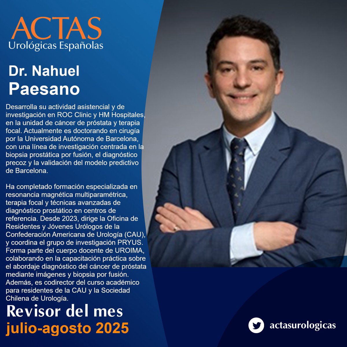 actasurologicas (@actasurologicas) on Twitter photo El Dr. Nahuel Paesano <a href="/npaesa/">Nahuel Paesano</a> ha sido designado revisor del mes de julio-agosto 2025 elsevier.es/es-revista-act…
Desde Actas Urológicas Españolas le agradecemos su colaboración con nuestra revista y le damos la enhorabuena 👏👏
<a href="/InfoAeu/">AEU</a> <a href="/CAU_URO/">Confederación Americana de Urología (CAU)</a> El Dr. Nahuel Paesano <a href="/npaesa/">Nahuel Paesano</a> ha sido designado revisor del mes de julio-agosto 2025 elsevier.es/es-revista-act…
Desde Actas Urológicas Españolas le agradecemos su colaboración con nuestra revista y le damos la enhorabuena 👏👏
<a href="/InfoAeu/">AEU</a> <a href="/CAU_URO/">Confederación Americana de Urología (CAU)</a>
