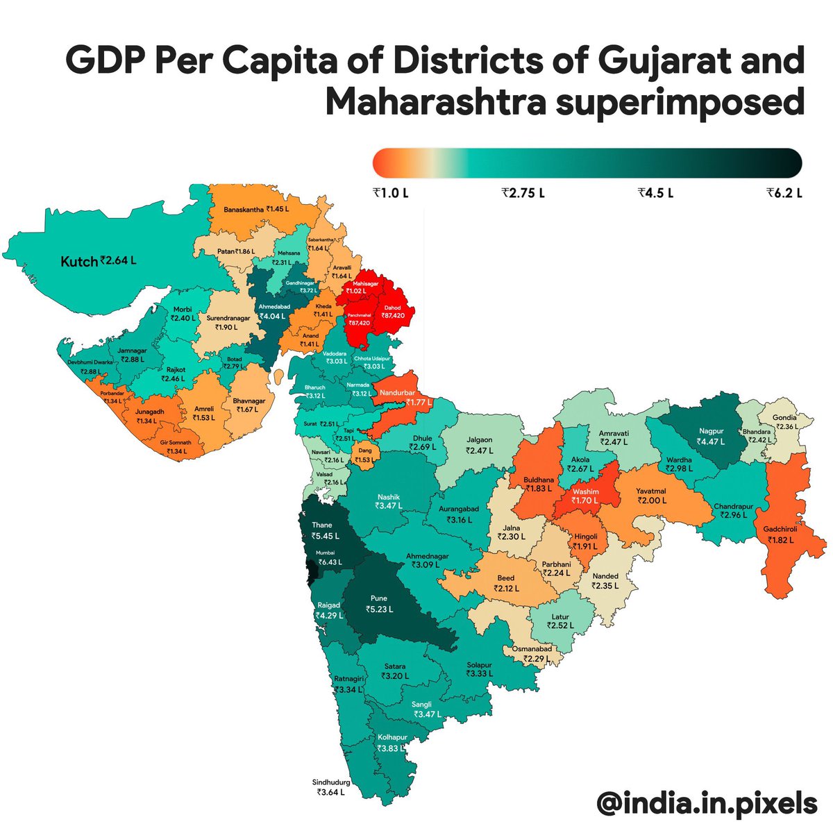 If we make a combined list of districts in MH and GJ based on GDP per capita, all top 5 districts are from Maharashtra, then comes Ahmedabad at 6th place. 
And these people think they run Maharashtra’s economy 😂

#RajThackeray #gujarati