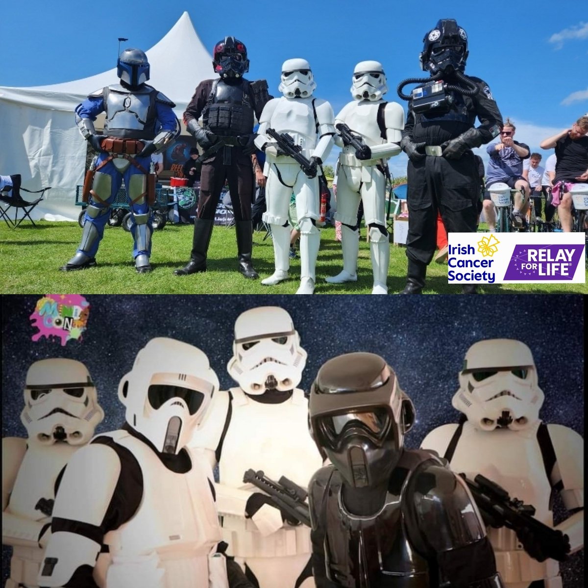 On Saturday, we will have troopers at 2 events

The Empire's finest will be posted in Wexford for the #RelayForLife in Páirc Charman for the #IrishCancerSociety

Troopers will also be posted at Comic Con, Dundalk in the Fairways Hotel

#BadGuysDoingGood #501stIreland