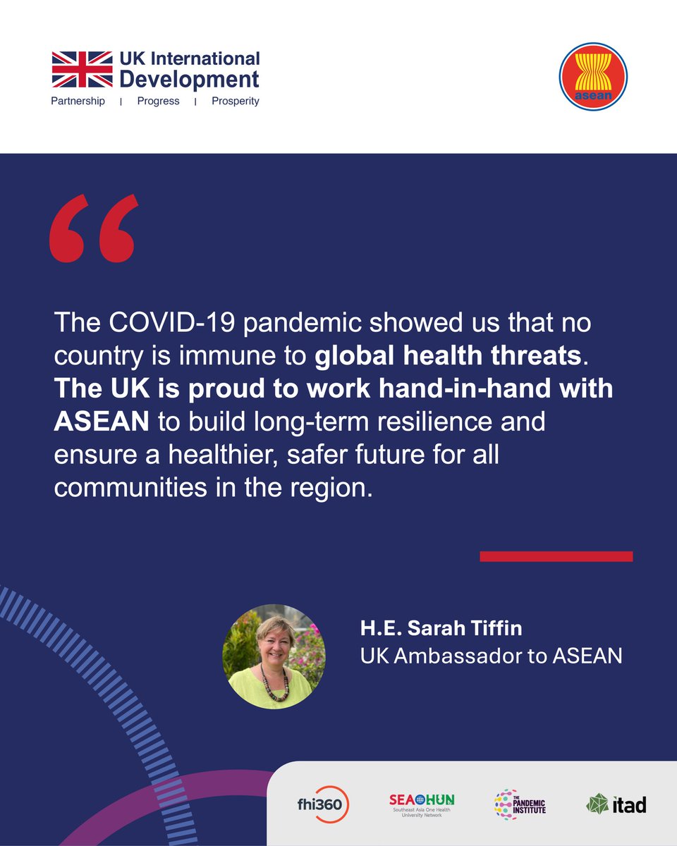 ukmissionasean's tweet image. The UK and ASEAN launch the ASEAN-UK Health Security Partnership Programme today. This 5-year health programme will help Southeast Asia.
Learn more: asean-uk-hsp.org
#ASEANUK #HealthSecurity #ThrivingPartnership