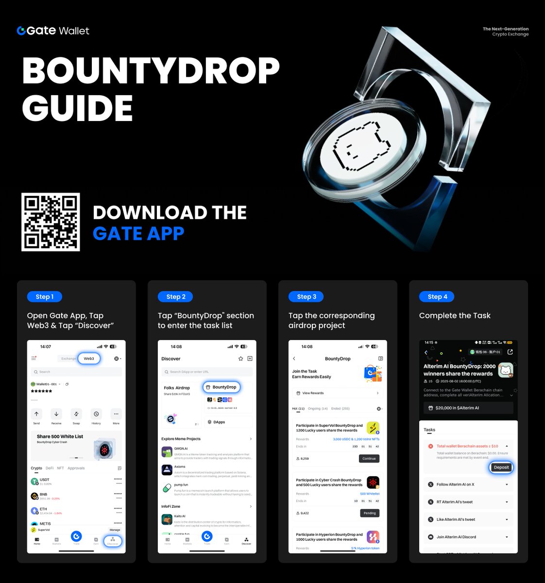 Gate Wallet (@gatewallet) on Twitter photo 🔥#GateWallet & <a href="/Alterim_ai/">Alterim AI🐻⛓️</a> #BountyDrop is Live!
Complete the Tasks to Share $20k Alterim
✅ Hold assets worth at least 10 USDT (or equivalent) in Gate Wallet across berachain.
✅ Follow Alterim AI on X
✅ RT Alterim AI tweet
✅ Like Alterim AI tweet
✅ Join Alterim AI 🔥#GateWallet & <a href="/Alterim_ai/">Alterim AI🐻⛓️</a> #BountyDrop is Live!
Complete the Tasks to Share $20k Alterim
✅ Hold assets worth at least 10 USDT (or equivalent) in Gate Wallet across berachain.
✅ Follow Alterim AI on X
✅ RT Alterim AI tweet
✅ Like Alterim AI tweet
✅ Join Alterim AI