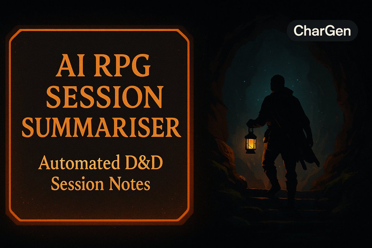 char_genAI's tweet image. Introducing the NEW: RPG Session Summariser!

Upload your Session Audio and get a recap together with NPCs, Locations 

📌 Plot summaries
📌 NPC/Location tracking
📌 Session timeline &amp;amp; transcript

First session entirely free.
char-gen.com/rpg-session-su…
#DnD #TTRPG #RPGTools #dnd5e