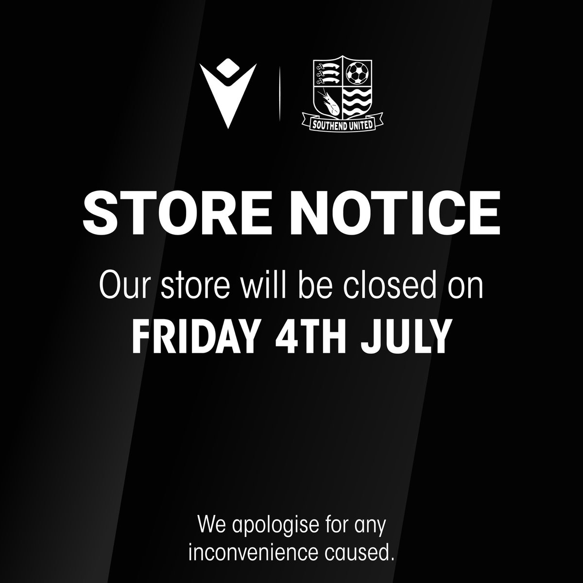 SouthendMacron's tweet image. ❗️ Our store will be closed today as we bring to process online orders.
We will be back open tomorrow at 10am, with the 25/26 home shirt available to purchase in store 🦐
@SUFCRootsHall