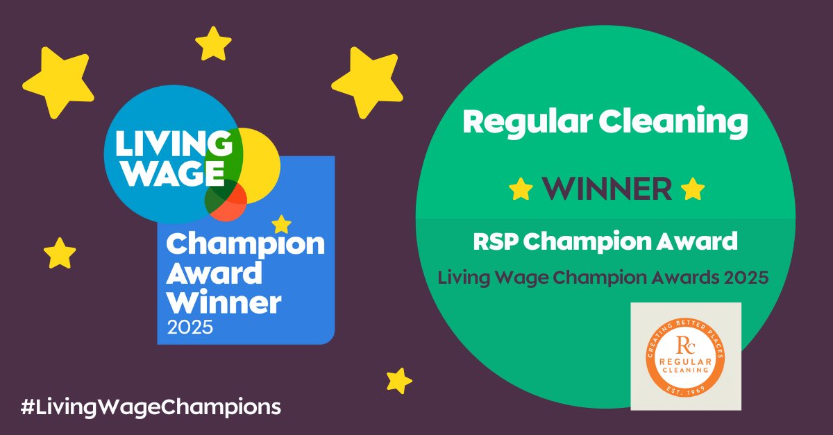 Regular_C's tweet image. We’re honoured to receive a Living Wage Champion Recognised Service Provider Award! 🏆 This year, we’ve worked with the @LivingWageUK on Living Hours & Pensions. #MakingADifference is at the heart of all we do – pushing for fairer pay and better futures! #PeopleFirst