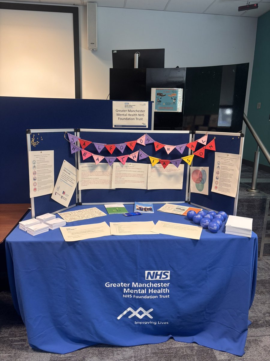 Salford Care Org flow event kicks off at 10am in the Mayo building. 
Please visit to see what wonderful work MH liaison do within SRFT to support flow within the hospital. 
Rebecca and I are here to answer all your flow questions. 
We even have a bit of merch