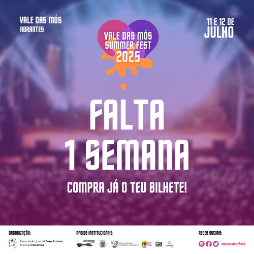 ⏳ Falta apenas 1 semana para o Vale das Mós Summer Fest!

Numa semana em que os termómetros vão chegar aos 40 graus, vais mesmo querer ficar em casa? 🥵

#EsteValeValeAPena
