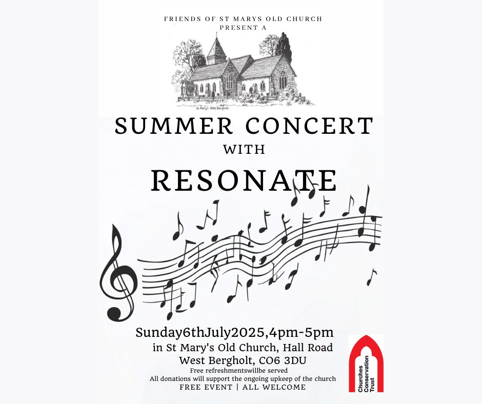 wbergholt's tweet photo. Free Concert at St Mary’s Old Church with Resonate
Sunday, July 6th at 4 pm. https://t.co/r8aMxprAB0