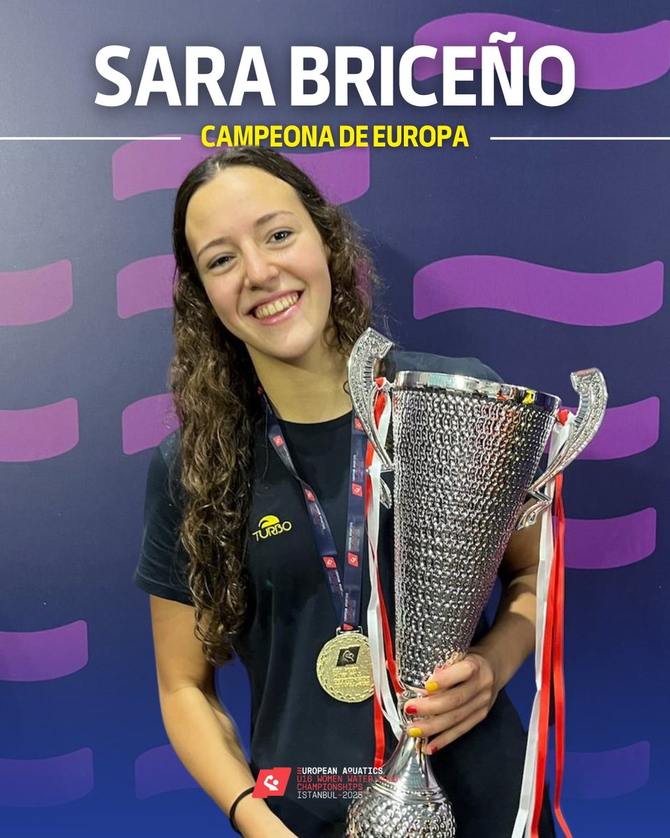 ¡Sara Briceño, campeona de Europa! 🏆

La U16 femenina de waterpolo arrasa en Estambul y conquista el oro invicta. 🔥 Victoria en la final ante Grecia (13-19).

¡Enhorabuena, Sara! 💙

🔗 realcanoe.es/noticias-water…