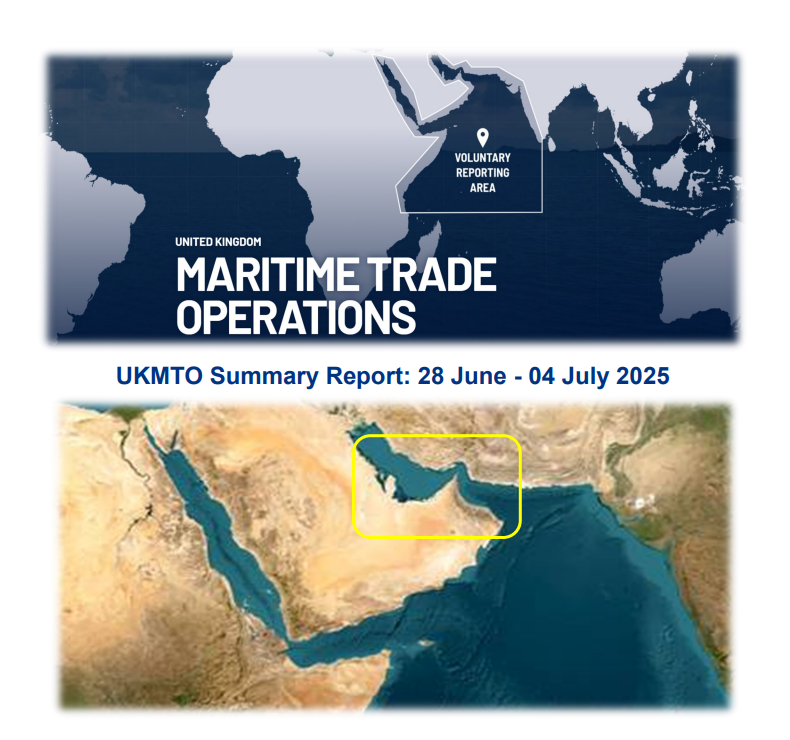 UK_MTO's tweet image. UKMTO SUMMARY REPORT 28 JUNE - 04 JULY 2025
Click here to view the full report ⤵️
ukmto.org/-/media/ukmto/…
#MaritimeSecurity #MarSec