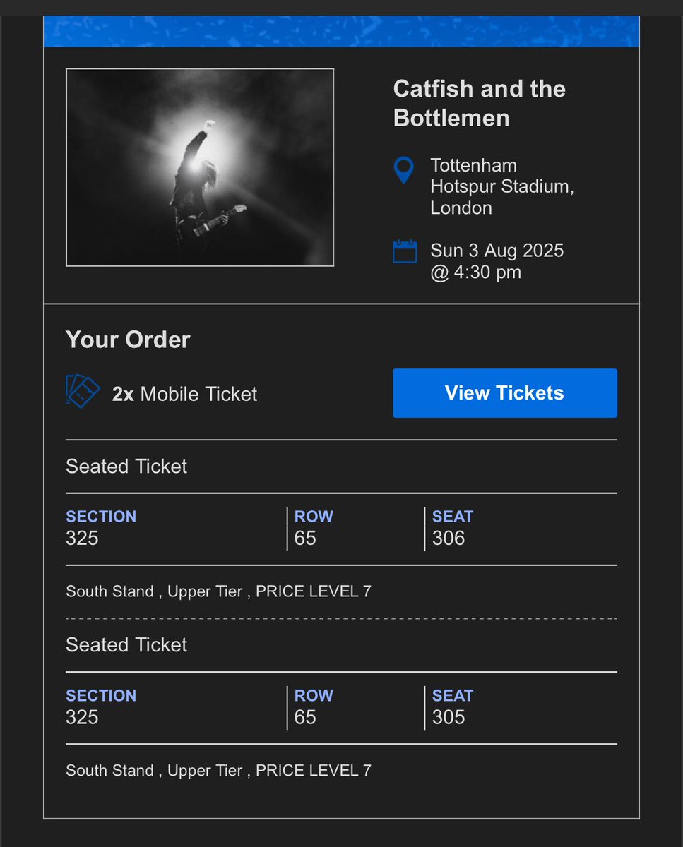 2 tickets available, £120 total