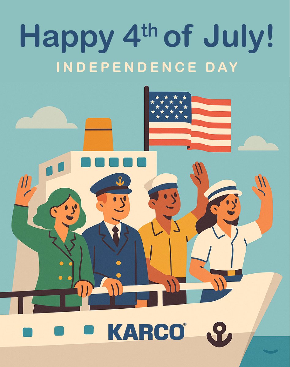 🇺🇸 Happy 4th of July!
At KARCO, we honor the values of freedom 🗽, safety ⚓, and innovation 💡 that connect maritime professionals across continents.
Wishing a joyful and safe Independence Day to all our U.S. stakeholders.

#4thOfJuly #Karco #MaritimeTraining #MarineIndustry